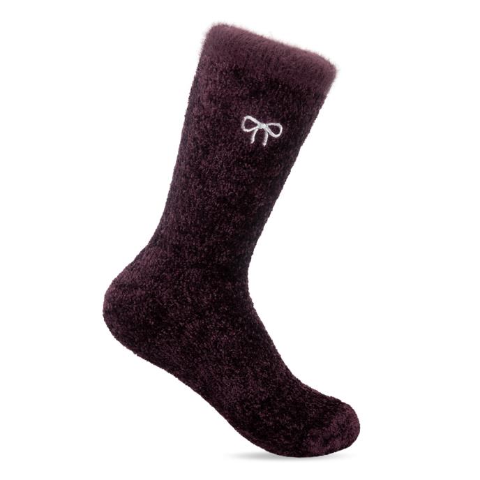 totes toasties® Ladies Chenille Super Soft Bed Socks (Twin Pack) Burgundy / Pink Extra Image 3